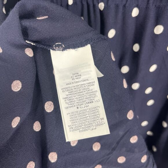 Boden Mini Dress Size 8 Women Navy Pleated Peplum Long Sleeve Polka Dot Print - Picture 7 of 8